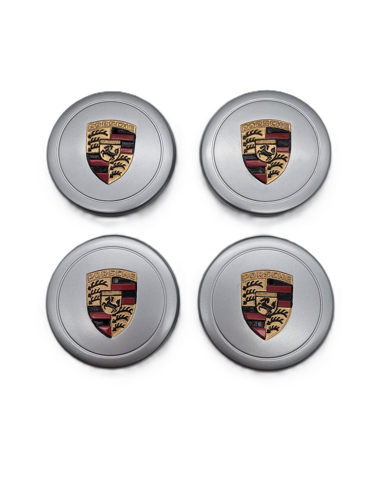 Porsche® Hand-Painted Silver Center Cap With Painted Crest, Set of 4, 1974-1989
