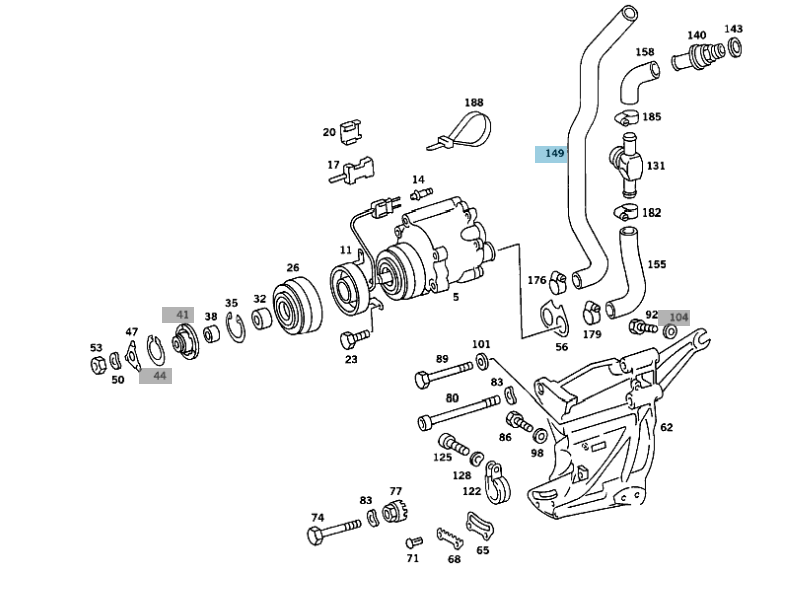 Mercedes® Air Cleaner to Air Pump Hose, 1981-1991 (107/126)