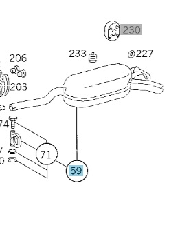 [230884] Mercedes® OEM Engine Exhaust Muffler, Rear, 1990-1995 (124), 124-491-08-00