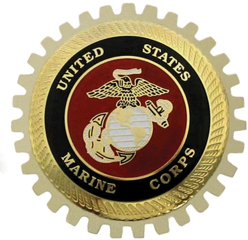 [222883] Grille Badge, U.S. Marine, 3-3/4", Chrome-Plated Baked-On Enamel Colors, 1954-2014