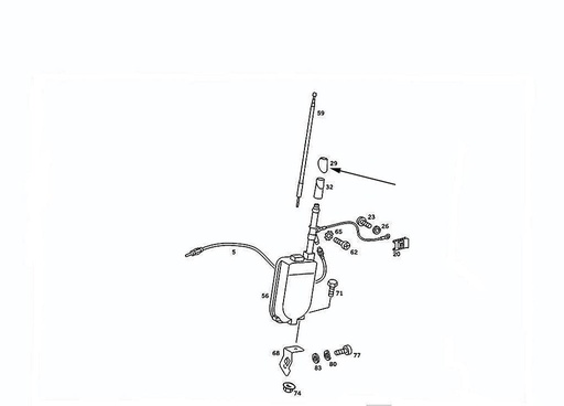 [236775] Mercedes® Antenna, Upper Grommet, 1984-1993 (201)