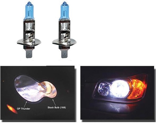 [306339] Headlight 55 Watt H1 Super White Bulbs, Pair