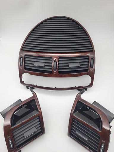 [224038] Mercedes® Burlwood Front Air Vents, 3-Piece Set, 2003-2006 (211), 211-830-00-54