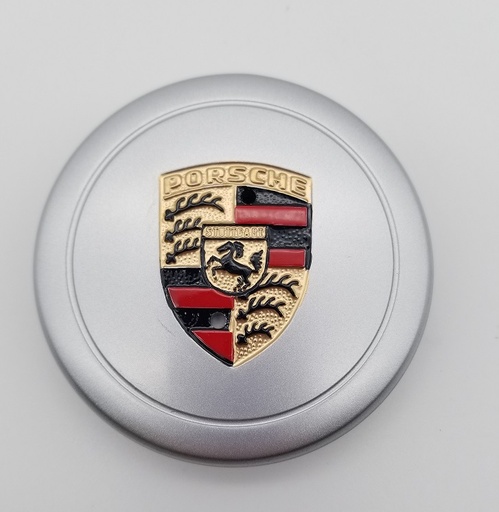 [228528] Porsche® Hand-Painted Silver Center Cap With Painted Crest, 1974-1989