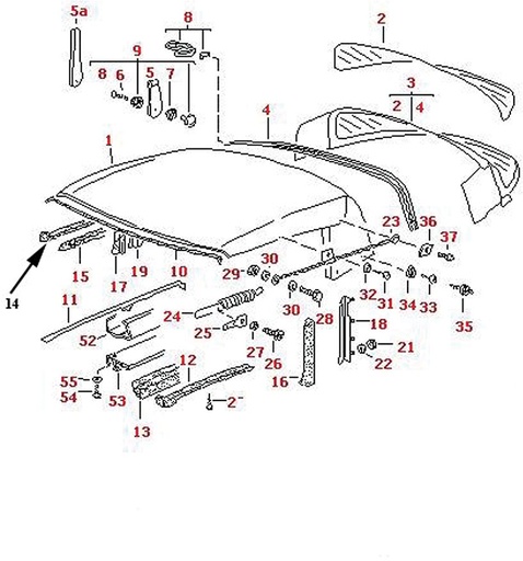 [214936] Porsche® Seal, Cabriolet Top Lateral Seal Right (Outer), 1986-94 (911)