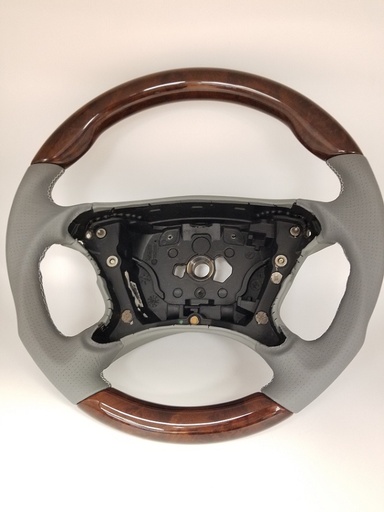[221506] Mercedes® Steering Wheel, Sports Style, MB Tiptronic, Burlwood & Alpaca Grey Leather, CLK500, 2005-2006 (209)