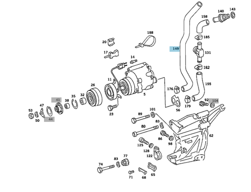 [403031] Mercedes® Air Cleaner to Air Pump Hose, 1981-1991 (107/126)